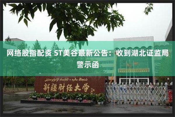 网络股指配资 ST美谷最新公告：收到湖北证监局警示函