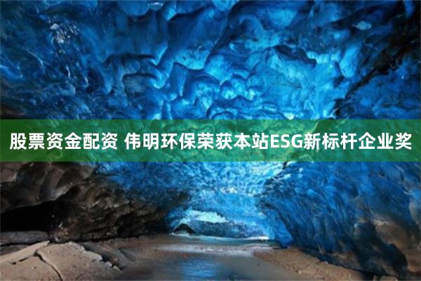 股票资金配资 伟明环保荣获本站ESG新标杆企业奖